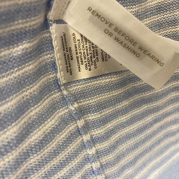 NWT Loft Open Front Cardigan Womens Large L Blue White Coastal Lightweight Beach - Picture 8 of 10